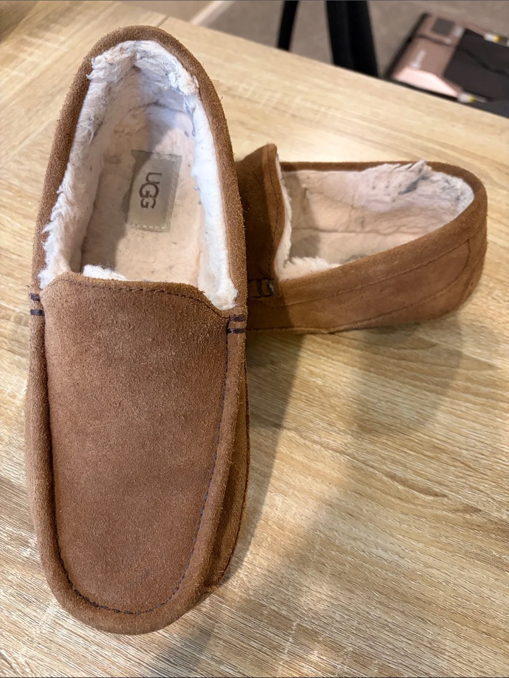 UGG Men's Suede Slip-On Slippers in Chestnut Brown